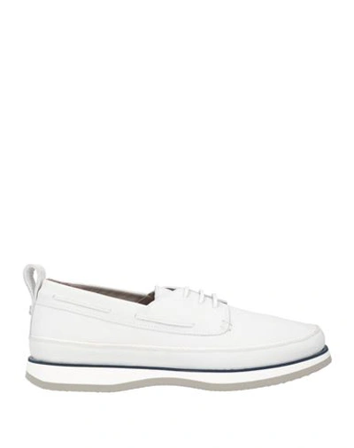 Baldinini Man Lace-up Shoes Off White Size 13 Leather
