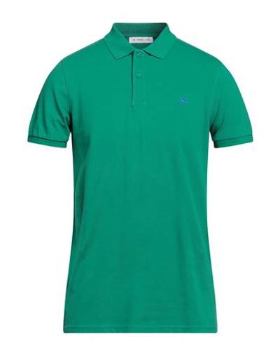 Manuel Ritz Man Polo Shirt Green Size L Cotton, Elastane