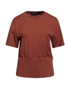 Federica Tosi Woman T-shirt Brown Size 8 Cotton