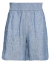 Fabiana Filippi Woman Shorts & Bermuda Shorts Blue Size 4 Cotton