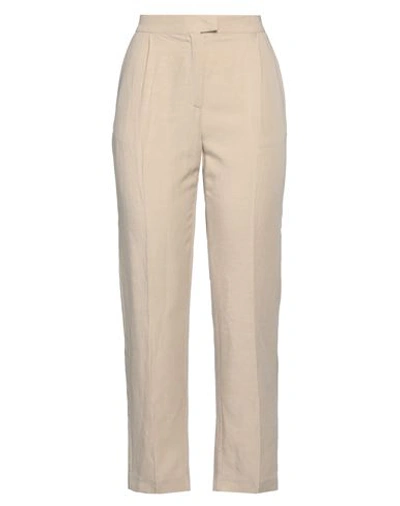 Rebel Queen Woman Pants Beige Size 8 Viscose, Linen