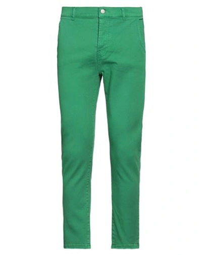Grey Daniele Alessandrini Man Pants Green Size 32 Cotton, Elastane