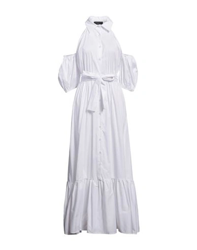 Angela Mele Milano Woman Maxi Dress White Size L Cotton, Elastane