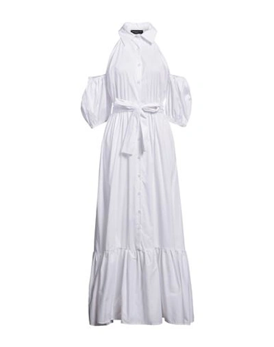 Angela Mele Milano Woman Maxi Dress White Size L Cotton, Elastane In White