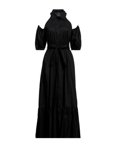 Angela Mele Milano Woman Maxi Dress Black Size L Cotton, Elastane In Black