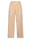 Merci .., Woman Pants Beige Size 10 Cotton, Elastane