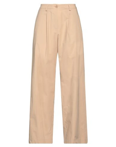 Merci .., Woman Pants Beige Size 10 Cotton, Elastane