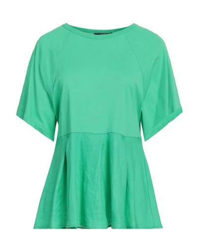Seventy Sergio Tegon Woman T-shirt Green Size S Cotton, Linen