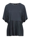 Seventy Sergio Tegon Woman T-shirt Midnight Blue Size L Cotton, Linen