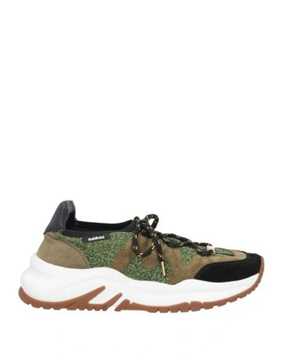Baldinini Woman Sneakers Green Size 5 Leather, Textile Fibers