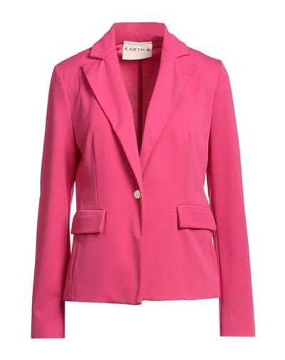 Kartika Woman Blazer Fuchsia Size 8 Polyester, Elastane In Pink