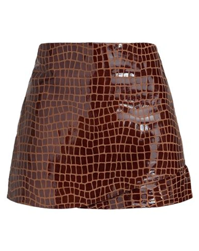 Muubaa Woman Mini Skirt Brown Size 12 Sheepskin