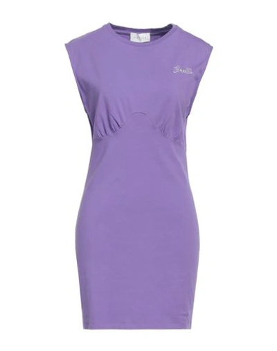 Gaelle Paris Gaëlle Paris Woman Mini Dress Purple Size 3 Cotton, Elastane