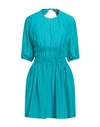 Semicouture Woman Mini Dress Turquoise Size 4 Cotton, Silk In Blue