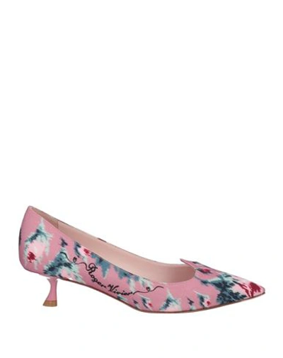 Roger Vivier Woman Pumps Pink Size 8.5 Textile Fibers