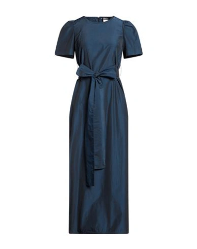's Max Mara Woman Maxi Dress Navy Blue Size 8 Polyester, Cotton