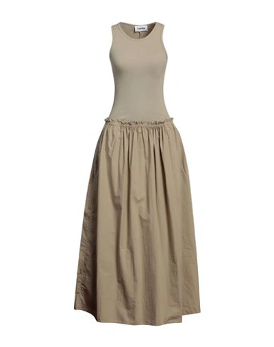 Hache Woman Maxi Dress Khaki Size 8 Cotton, Elastane In Beige