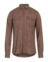 Xacus Man Shirt Brown Size 16 Linen