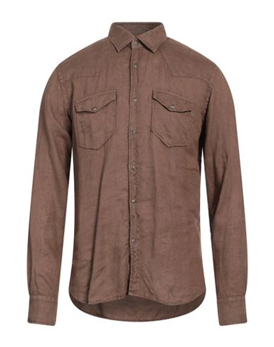 Xacus Man Shirt Brown Size 16 Linen