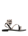 Hadel Woman Thong Sandal Silver Size 11 Soft Leather In Beige