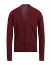 Dondup Man Cardigan Burgundy Size 40 Merino Wool, Cashmere In Red
