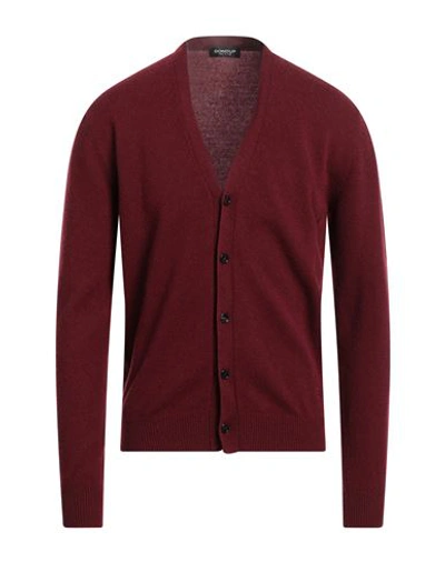 Dondup Man Cardigan Burgundy Size 40 Merino Wool, Cashmere In Red