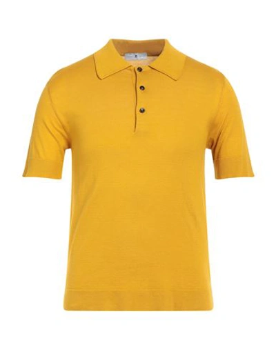 Pt Torino Man Sweater Ocher Size 42 Cotton, Silk In Yellow