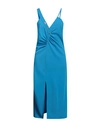Simona Corsellini Woman Midi Dress Azure Size 8 Polyester, Elastane In Blue
