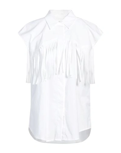 Dondup Woman Shirt White Size 8 Cotton, Elastane