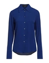 Capasa Milano Woman Shirt Bright Blue Size 10 Acetate, Silk