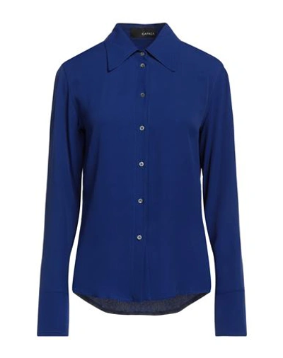 Capasa Milano Woman Shirt Bright Blue Size 10 Acetate, Silk