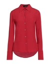 Capasa Milano Woman Shirt Brick Red Size 10 Acetate, Silk