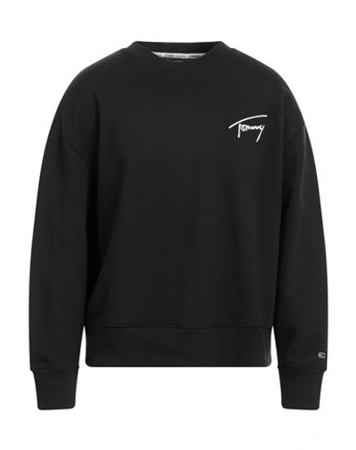 Tommy Jeans Man Sweatshirt Black Size L Cotton, Polyester
