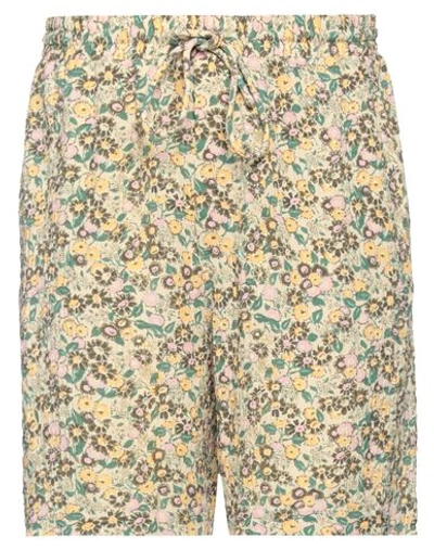 Nanushka Floral-print Crinkled-crepe Drawstring Shorts In Beige