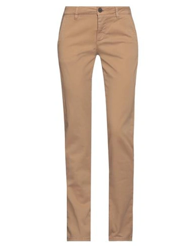 Novemb3r Woman Pants Camel Size 26 Cotton, Elastane In Beige