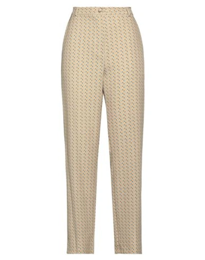 Angela Mele Milano Woman Pants Beige Size L Viscose, Polyester, Elastane