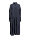 POUSTOVIT POUSTOVIT WOMAN MIDI DRESS MIDNIGHT BLUE SIZE 12 VISCOSE, POLYESTER