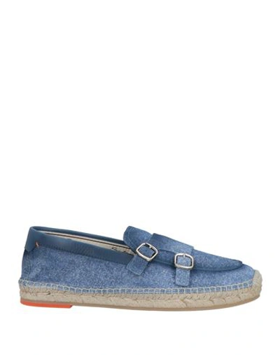 Santoni Woman Espadrilles Blue Size 9.5 Soft Leather, Textile Fibers