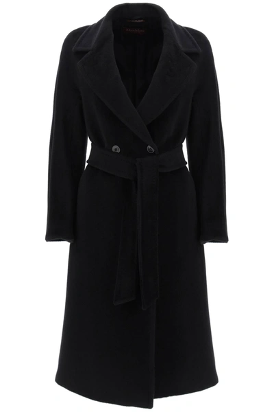 Max Mara 'arte' Double Breasted Coat In Black