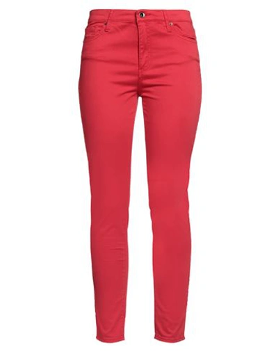 Armani Exchange Woman Pants Red Size 32 Cotton, Elastane