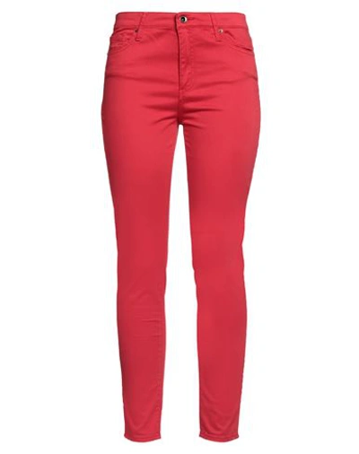 Armani Exchange Woman Pants Red Size 28 Cotton, Elastane