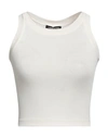 Costume National Woman Tank Top Cream Size S Cotton, Elastane In White