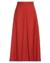 Shi.rt Milano Shi. Rt Milano Woman Midi Skirt Rust Size 8 Polyester, Viscose, Elastane, Virgin Wool In Red