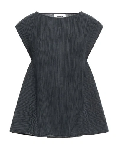 Alpha Studio Woman Top Navy Size 8 Tencel, Polyester In Navy Blue