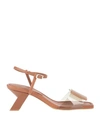 Daniele Ancarani Woman Sandals Tan Size 8 Soft Leather, Plastic In Brown