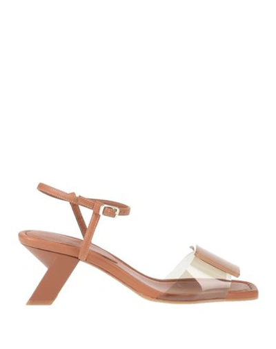 Daniele Ancarani Woman Sandals Tan Size 9 Soft Leather, Plastic In Brown