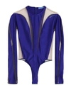 Mugler Woman Bodysuit Blue Size 10 Polyamide, Elastane In Blue