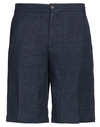 Zegna Man Shorts & Bermuda Shorts Navy Blue Size 32 Linen