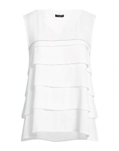 Peserico Woman Top White Size 6 Polyester