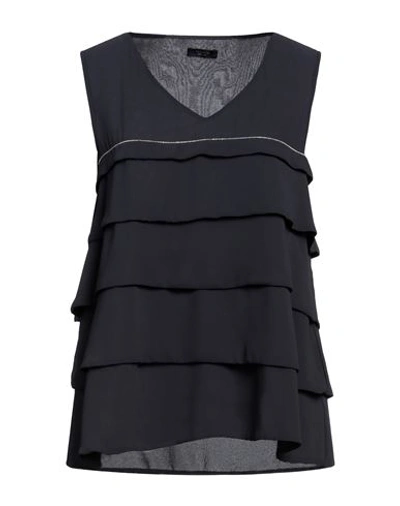 Peserico Woman Top Midnight Blue Size 14 Polyester